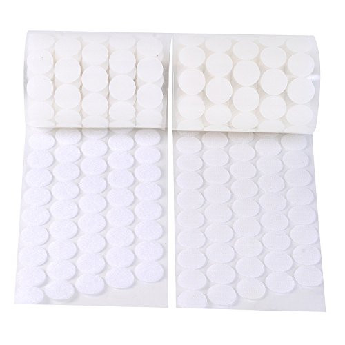 Vkey 2cm Diameter Sticky Back Coins Hook & Loop Self Adhesive Dots Tapes White (750pairs)