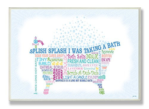 Stupell Industries Splish Splash Typography Bathroom Wall Plaque, 13 x 19, Multi-Color