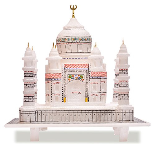 Artist Haat Handcrafted Indian Souvenir Taj Mahal Replica - Symbol of Love (White with Colourful Painting, 6" Inch.)