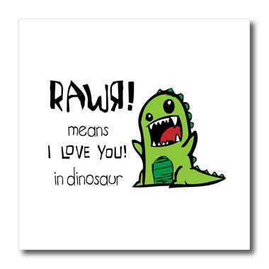 3dRose ht_157446_2 Rawr Means I Love You in Dinosaur Iron on Heat Transfer Paper for White Material, 6 by 6"