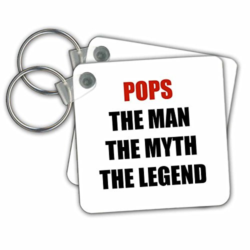 3dRose POPS The Man The Myth The Legend - Key Chains, 2.25 x 2.25 inches, set of 2 (kc_202808_1)