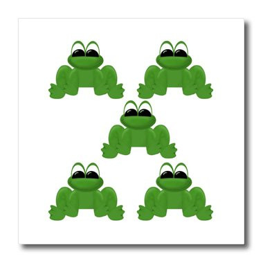 3dRose ht_25977_2 Five Frogs-Iron on Heat Transfer for White Material, 6 by 6-Inch