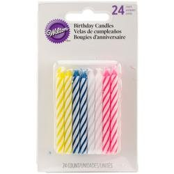 Wilton Bulk Buy Birthday Candles 2-1/2 inch 24 pack -Assorted Colors-Spiral Striped (12-Pack)