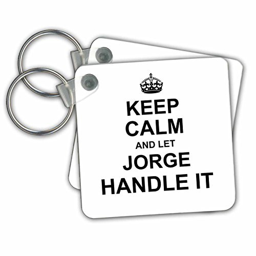 3dRose Keep Calm and Let Jorge Handle It Funny Personal Name - Key Chains, 2.25" x 2.25", Set of 2 (kc_233452_1)