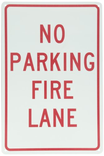 NMC TM3G Traffic Sign, Legend "NO PARKING FIRE LANE", 12" Length x 18" Height, 0.040 Aluminum, Red On White