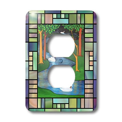 3dRose lsp_28184_6 Christmas Seven Swans A Swimming with Patterns Outlet Cover, Multicolor