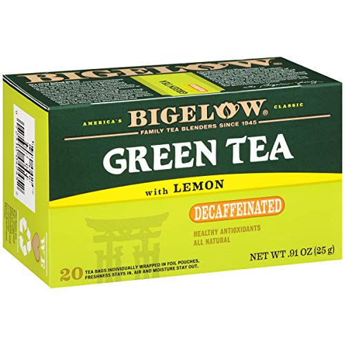 Bigelow Decaffeinated Green Tea with Lemon, 20-Count Boxes (Pack of 6)