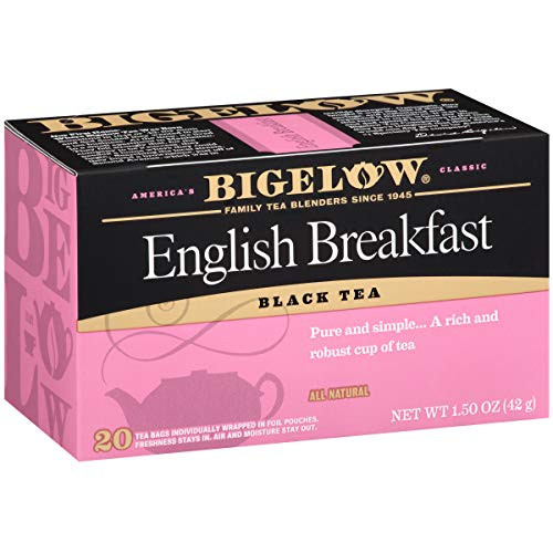 Bigelow English Breakfast Caffeinated Individual Black Tea Bags, for Hot Tea or Iced Tea, 20 Count, Pack of 6