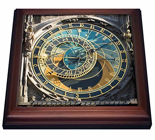 3dRose trv_81259_1 Astronomical Clock, Orloj, Prague, Czech Republic-EU06 THA0021-Tom Haseltine-Trivet with Ceramic Tile, 8" x 8", Brown