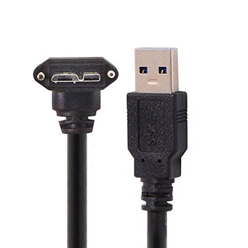 CY 5m 16Ft 90 Degree Up Angled Micro USB Screw Mount to 3.0 Data Cable for Industrial Camera (5m, up Angled)