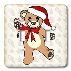 3dRose lsp_15386_2 Christmas Cute Dancing Brown Teddy Bear With Santa Hat Toggle Switch