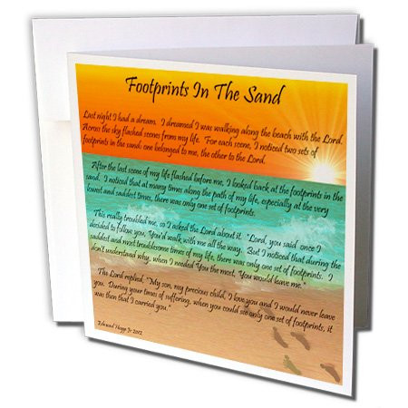 3dRose Footprints In The Sand - Greeting Cards, 6 x 6 inches, set of 6 (gc_63084_1)