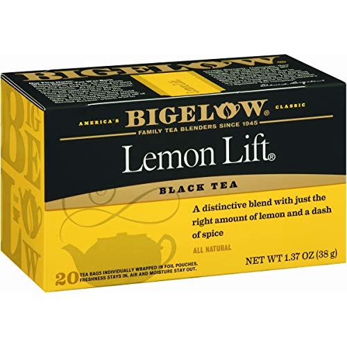Bigelow Lemon Lift Black Tea Bags 20-Count Boxes (Pack of 6), 120 Tea Bags Total.  Caffeinated Individual Black Tea Bags, for Hot Tea or Iced Tea, Drink Plain or Sweetened with Honey or Sugar