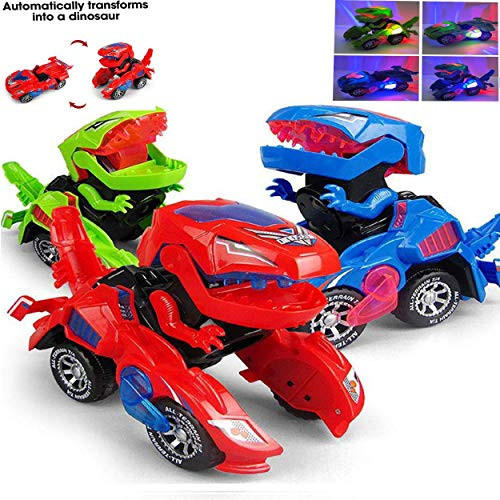 lonko5DING Transforming Dinosaur LED Car Dinosaur Transform Car Toy Automatic Dino Dinosaur Transformer Toy