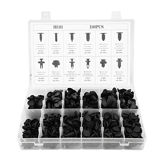 240pcs 12 Sizes HE01 Car Body Push Type Retainers Push Pin Trim Bumper Fixed Clamp Bumper Fastener Clip Push Pin Rivet Trim Auto Plastic Rivet Retainer Assortment