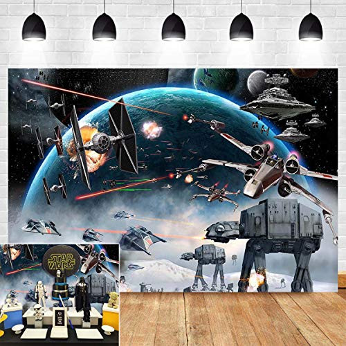 Universal Outer Space Galaxy Wars Photo Backgrounds 7x5ft Vinyl Baby Boys Bday Party Supplies Black Stars Science Fiction Photography Backdrop Baby Shower Kids Birthday Decorations Banner