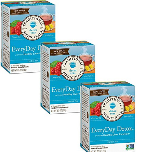 Traditional Medicinals Herbal Teas, Everyday Detox, 16 Tea Bags (Pack of 3) Traditional Medicinals Herbal Teas, Everyday Detox, 16 Tea Bags (Pack of 3)