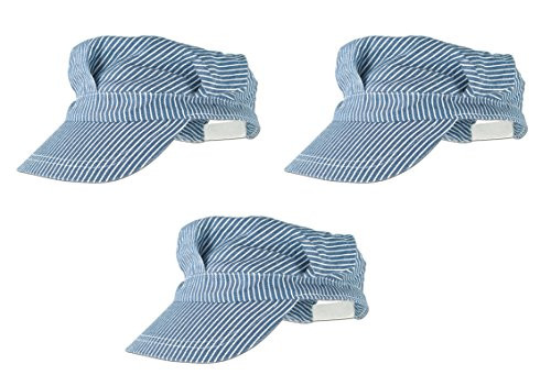 Beistle S60716AZ3, 3 Piece Train Engineer Hats, Adjustable (Blue/White)