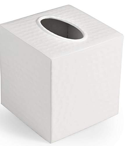 Monarch Abode Monarch Hand Hammered Classic White Metal Tissue Box Cover