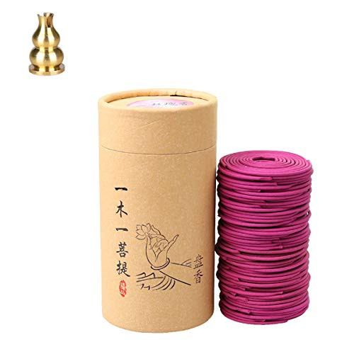 qiaoya Indoor Incense Coils Fragrans, Rose, Jasmine, Sandalwood, Lavender - Each 256g 96pcs 3.5Hr with Copper Incense Clip (Rose)