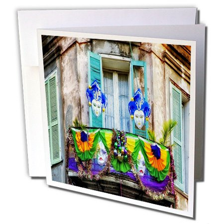 3dRose Print of Mardi Gras Balcony in New Orleans, Greeting Cards, Set of 6 (gc_200409_1)
