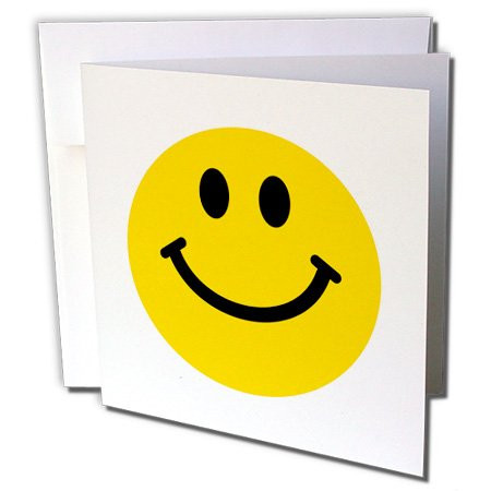 3dRose Greeting Cards, Yellow Smiley Face, Cute Traditional Happy Smilie, 1960S Hippie Style, Smiling On White, Set of 6 (gc_76653_1)