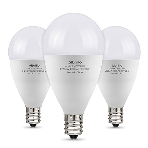 Albrillo Dimmable LED Bulbs E12 Light Bulbs, 40 Watt Candelabra Bulb Equivalent, Daylight White 4000K, 3 Pack