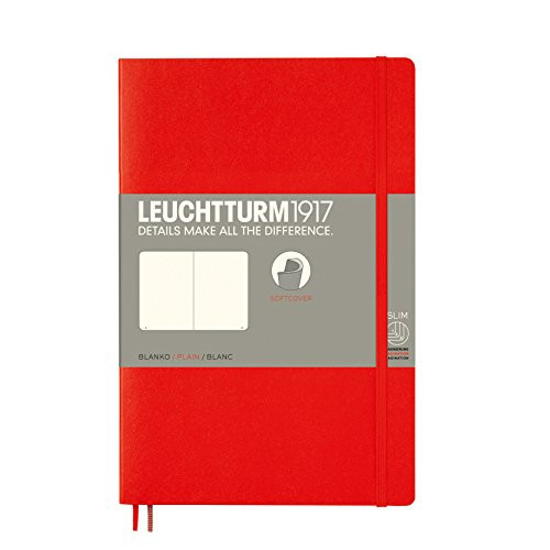Leuchtturm1917 Softcover B6+ Plain Notebook- 121 Numbered Pages, Red