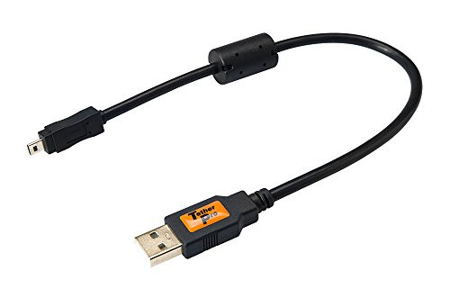 TetherPro USB 2.0 A Male to Mini-B 8 Pin, 1 foot (0.3m), Black