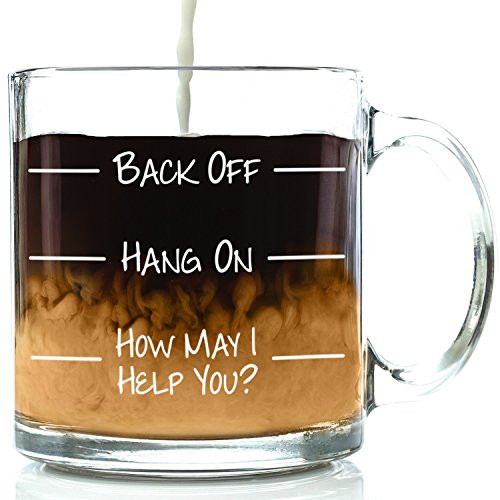 Back Off Funny Glass Coffee Mug - Best Birthday Gift For Friends, Men & Women - Fun & Unique Office Cup - Novelty Present Idea For Mom, Dad, Husband, Wife, Boyfriend, Girlfriend, Coworkers, Him or Her