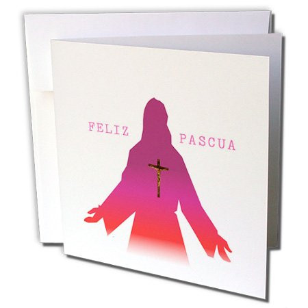 3dRose Happy Easter In Spanish With Religious Symbol - Greeting Cards, 6 x 6 inches, set of 6 (gc_100615_1)