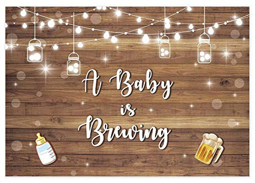 Allenjoy 7x5ft Baby Brewing Party Backdrop Glitter Rustic Wood Board Baby Shower Photography Background Birthday Banner Photo Booth Studio Props