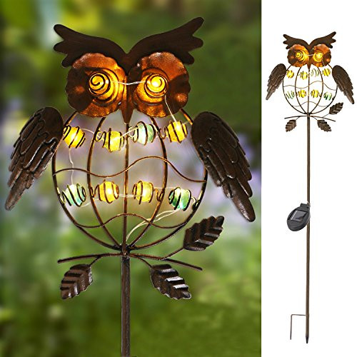 TAKE ME Garden Solar Lights Outdoor,Solar Powered Stake Lights - Metal OWL LED Decorative Garden Lights for Walkway,Pathway,Yard,Lawn