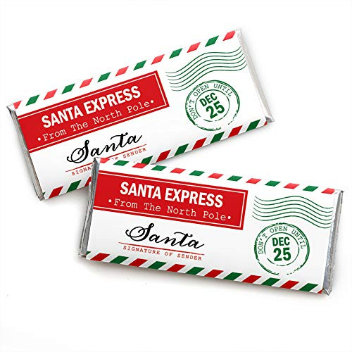 Big Dot of Happiness Santa's Special Delivery - Candy Bar Wrapper from Santa Claus Christmas Favors - Set of 24