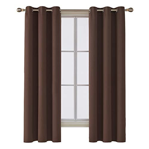 Deconovo Grommet Blackout Curtains Room Darkening Thermal Insulated Drapes for Bedroom Width 42 Inch by Length 63 Inch Brown 2 Panels