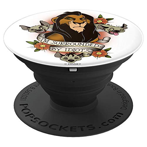 Disney The Lion King Scar Surrounded By Idiots Ribbon Text PopSockets Grip and Stand for Phones and Tablets Disney The Lion King Scar Surrounded By Idiots Ribbon Text PopSockets Grip and Stand for Phones and Tablets