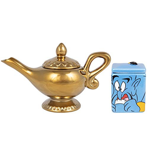 Disney Aladdin Ceramic Sugar and Creamer Set - Genie and Lamp Classic Design - Official Disney Kitchen and Party Decor