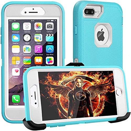 iPhone 8 Plus Case,iPhone 7 Plus Case,iPhone 6s Plus Case,FOGEEK[Dust-Proof]Belt-Clip Heavy Duty Kickstand Cover[Shockproof] PC+TPU for Apple iPhone 7 Plus,iPhone 6/6s Plus(Blue and White)