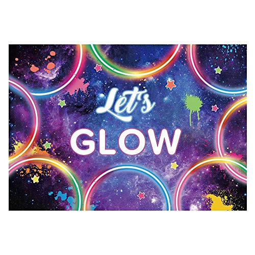 Funnytree 7x5ft Glow Neon Party Backdrop Colorful Laser Ray Splatter Photography Background Graffiti Spray Paint Disco Retro Dance in The Dark Night Birthday Banner Decorations Photo Booth Props