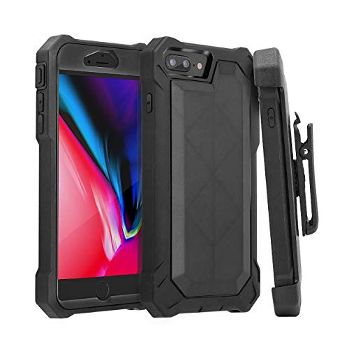 Honovi iPhone 6 Plus/ 6s Plus/ 7 Plus/ 8 Plus case, Belt-Clip Protective Heavy Duty Kickstand Cover [Shockproof] Cover Compatible for iPhone 6 Plus/ 6 plus/6s Plus/ 7 Plus/ 8 Plus(Black)