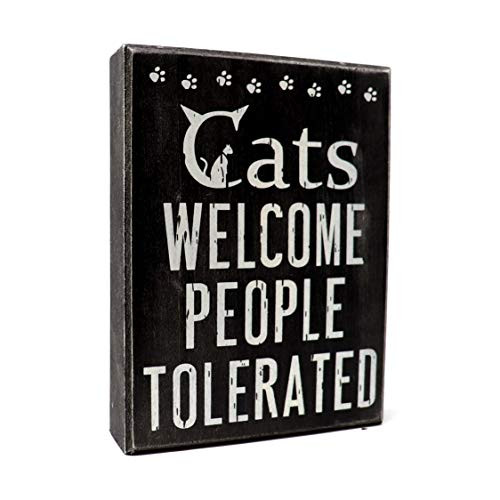 JennyGems - Cats Welcome People Tolerated - Cat Signs for Home Decor - Cat Lover Decor - Cats Welcome Sign- Cat Signs - Cat Lover Gifts, Funny Cat
