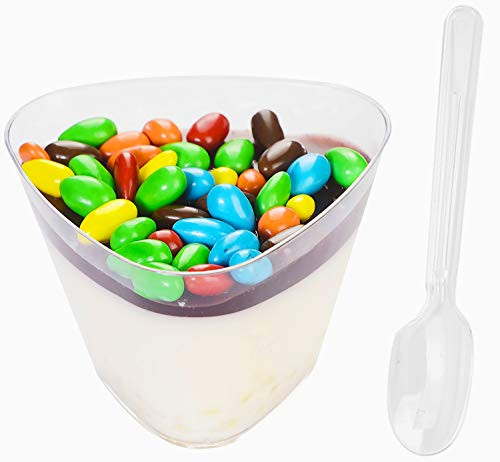 Lawei 100 pack Mini Dessert Cups with Spoons - 2.7 oz Plastic Dessert Cups Disposable Clear Plastic Appetizer Cups for Tasting Party Desserts Appetizers Lawei 100 pack Mini Dessert Cups with Spoons - 2.7 oz Plastic Dessert Cups Disposable Clear Plastic Appetizer Cups for Tasting Party Desserts Appetizers