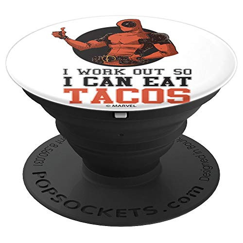 Marvel Deadpool I Workout So I Can Eat Tacos - PopSockets Grip and Stand for Phones and Tablets