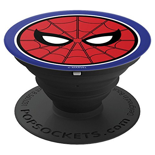 Marvel Spider-Man Web Face Blue Circle Logo - PopSockets Grip and Stand for Phones and Tablets
