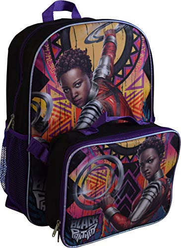 Ruz Marvel Black Panther Nakia Girl's 16" Backpack with Detachable Lunch Box