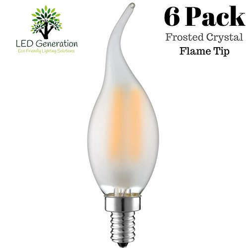 LED 2 Watt 6 Pack Frosted Chandelier Candelabra Candle Bulb 25 Watt Replacement Bulb E12 Base Warm White 2700K-C35 Lamp