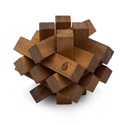 SiamMandalay Lumberjack's Challenge: Premium STEM 3D Brainteaser Wood Puzzle for Adults from with SM Gift Box(Pictured) Mechanical Interlocking Puzzle - Eco Friendly Handmade Educational Games