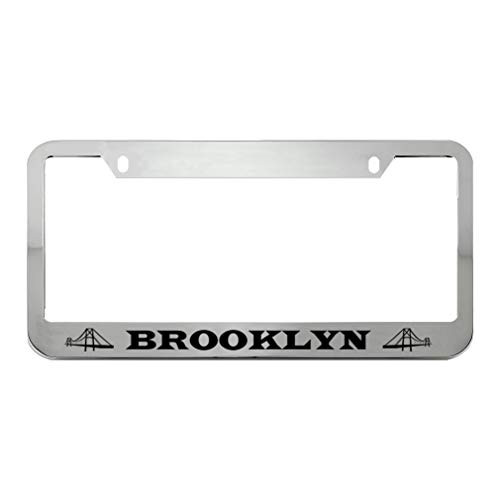 Speedy Pros Brooklyn Zinc Metal License Plate Frame Car Auto Tag Holder - Chrome 2 Holes Speedy Pros Brooklyn Zinc Metal License Plate Frame Car Auto Tag Holder - Chrome 2 Holes