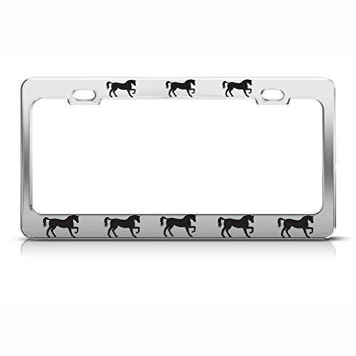Speedy Pros Metal License Plate Frame Horses Chrome Style A Car Accessories Chrome 2 Holes