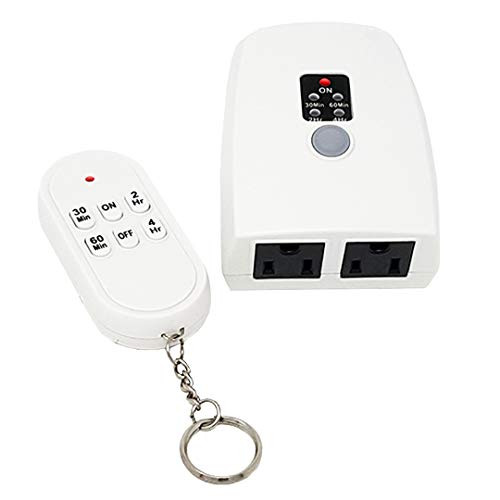 TEKLECTRIC Indoor Remote Control Outlet with Countdown Timer, 100 FT RANGE Wireless Auto Shut Off Safety Outlet for Appliances & Electrical Devices, Christmas Lights - 1000 Watt 15A Heavy Duty